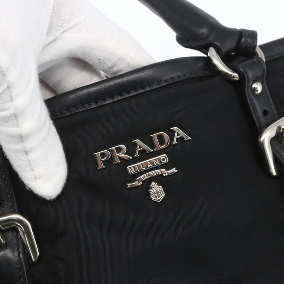PRADA Hand Bag Nylon 2way Black Silver Auth ka1605V