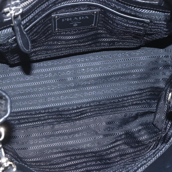 PRADA Hand Bag Nylon 2way Black Silver Auth ka1605V
