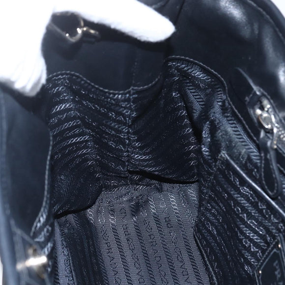 PRADA Hand Bag Nylon 2way Black Silver Auth ka1605V