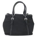 PRADA Hand Bag Nylon 2way Black Silver Auth ka1605V-2