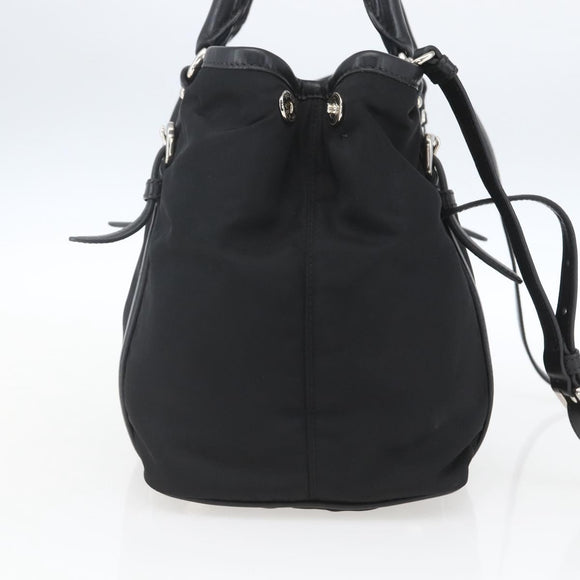 PRADA Hand Bag Nylon 2way Black Silver Auth ka1605V