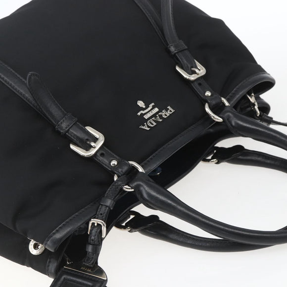 PRADA Hand Bag Nylon 2way Black Silver Auth ka1605V