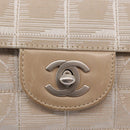 CHANEL New Travel line Chain Shoulder Bag Nylon Beige Silver CC Auth ka1609SAV-20