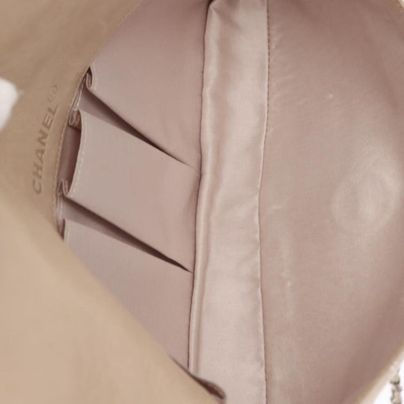 CHANEL New Travel line Chain Shoulder Bag Nylon Beige Silver CC Auth ka1609SAV