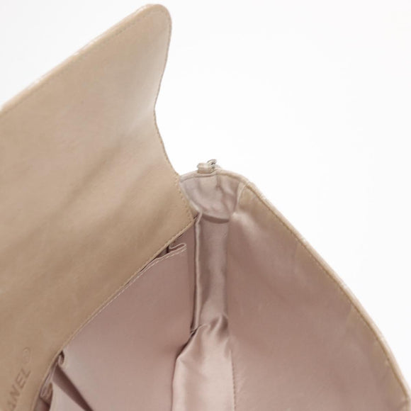 CHANEL New Travel line Chain Shoulder Bag Nylon Beige Silver CC Auth ka1609SAV