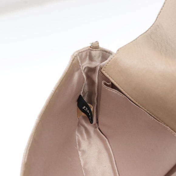 CHANEL New Travel line Chain Shoulder Bag Nylon Beige Silver CC Auth ka1609SAV