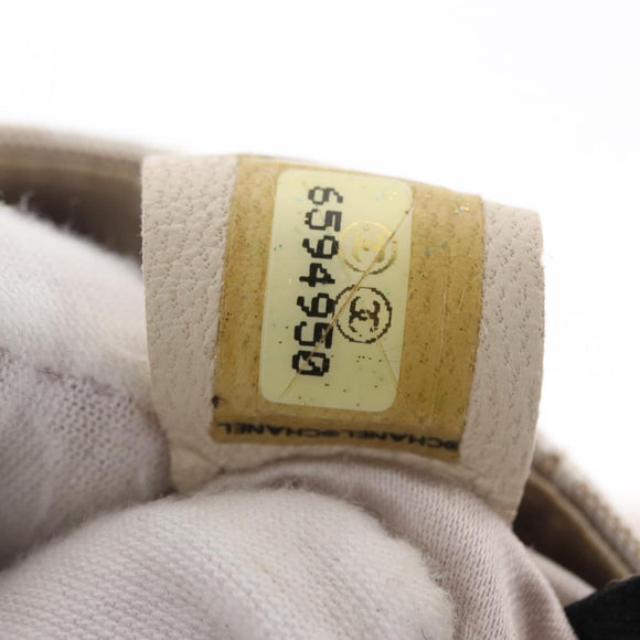 CHANEL New Travel line Chain Shoulder Bag Nylon Beige Silver CC Auth ka1609SAV