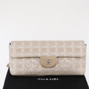 CHANEL New Travel line Chain Shoulder Bag Nylon Beige Silver CC Auth ka1609SAV-12