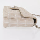 CHANEL New Travel line Chain Shoulder Bag Nylon Beige Silver CC Auth ka1609SAV-3