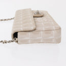 CHANEL New Travel line Chain Shoulder Bag Nylon Beige Silver CC Auth ka1609SAV-4