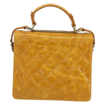 CHANEL Matelasse 2.55 Hand Bag Leather 2way Yellow CC Auth ka1610SAV - 0