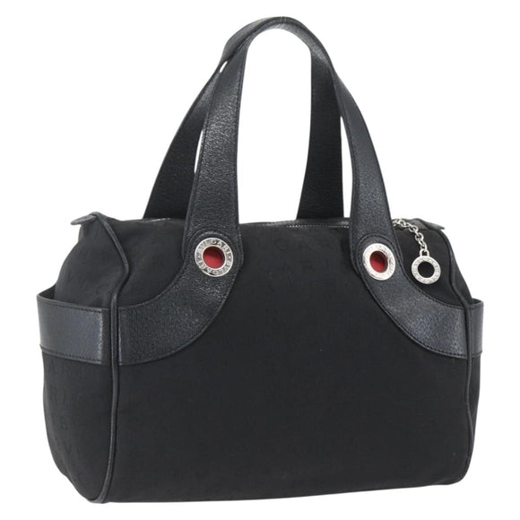 BVLGARI Logo Mania Hand Bag Canvas Black Silver Auth ka1611