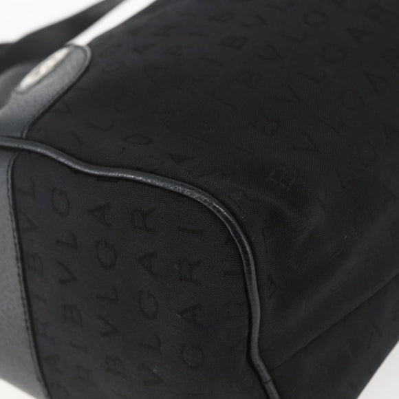 BVLGARI Logo Mania Hand Bag Canvas Black Silver Auth ka1611