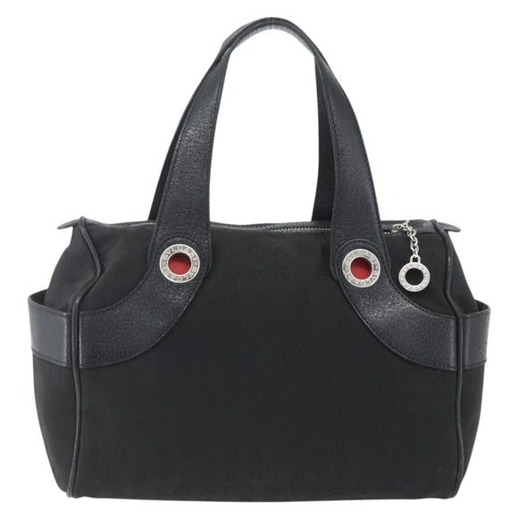 BVLGARI Logo Mania Hand Bag Canvas Black Silver Auth ka1611