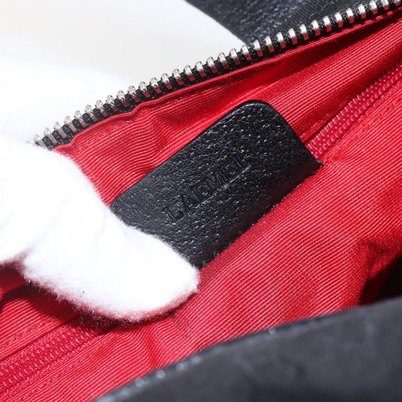 BVLGARI Logo Mania Hand Bag Canvas Black Silver Auth ka1611