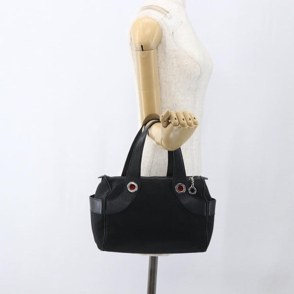 BVLGARI Logo Mania Hand Bag Canvas Black Silver Auth ka1611