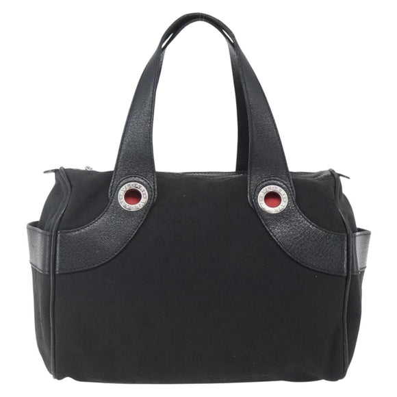 BVLGARI Logo Mania Hand Bag Canvas Black Silver Auth ka1611