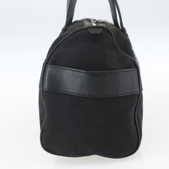 BVLGARI Logo Mania Hand Bag Canvas Black Silver Auth ka1611