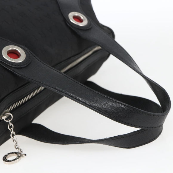 BVLGARI Logo Mania Hand Bag Canvas Black Silver Auth ka1611