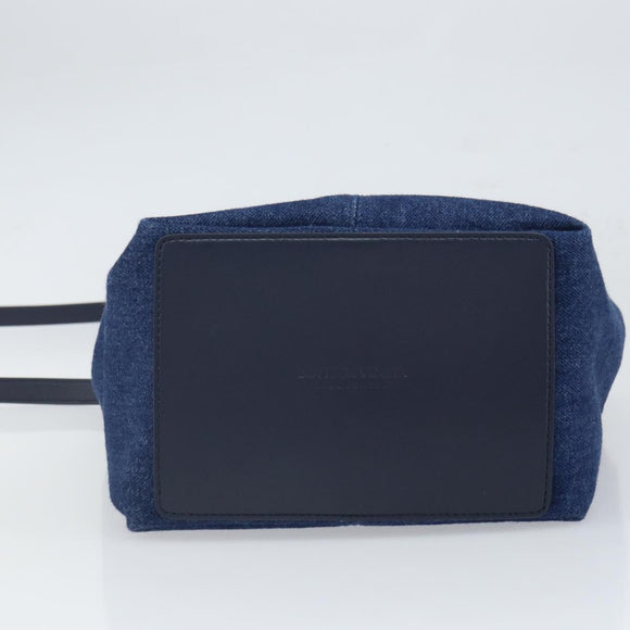 BOTTEGA VENETA Small Flap Hand Bag Denim 2way Blue Gold Auth ka1612SAM