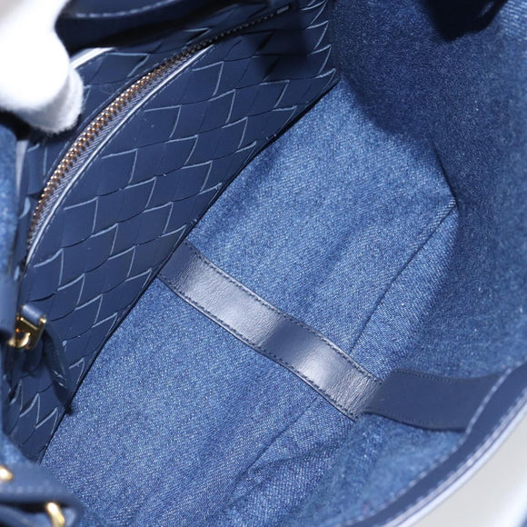 BOTTEGA VENETA Small Flap Hand Bag Denim 2way Blue Gold Auth ka1612SAM