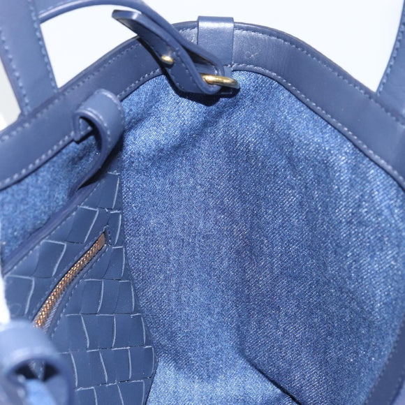 BOTTEGA VENETA Small Flap Hand Bag Denim 2way Blue Gold Auth ka1612SAM