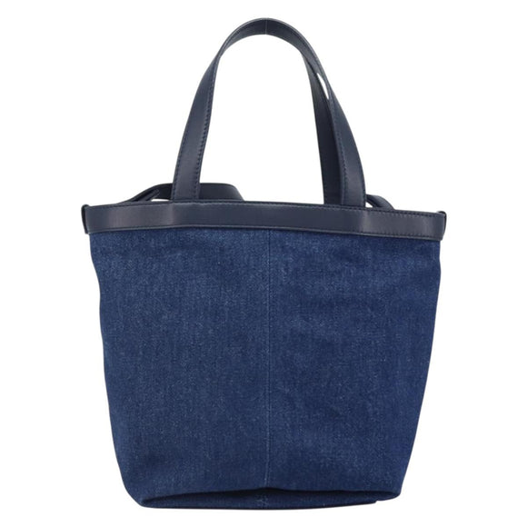 BOTTEGA VENETA Small Flap Hand Bag Denim 2way Blue Gold Auth ka1612SAM