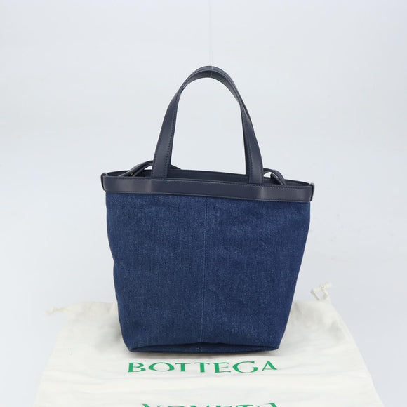 BOTTEGA VENETA Small Flap Hand Bag Denim 2way Blue Gold Auth ka1612SAM