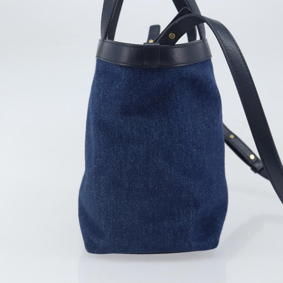 BOTTEGA VENETA Small Flap Hand Bag Denim 2way Blue Gold Auth ka1612SAM