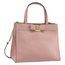 Salvatore Ferragamo Vala Hand Bag Leather 2way Pink Gold Auth ka1614-1