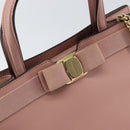 Salvatore Ferragamo Vala Hand Bag Leather 2way Pink Gold Auth ka1614-19
