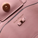 Salvatore Ferragamo Vala Hand Bag Leather 2way Pink Gold Auth ka1614-20