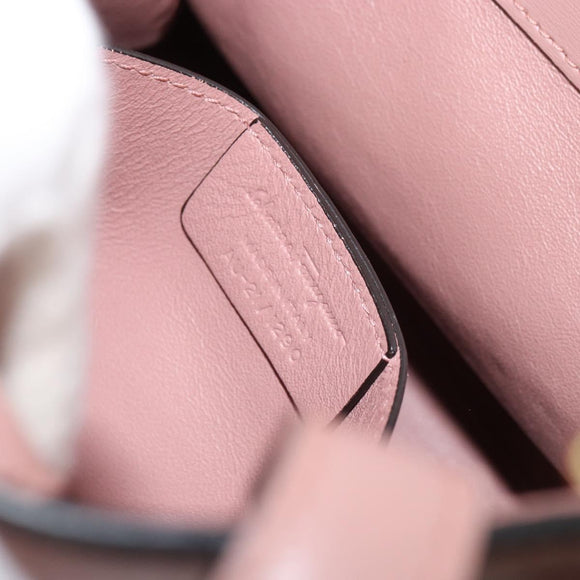 Salvatore Ferragamo Vala Hand Bag Leather 2way Pink Gold Auth ka1614