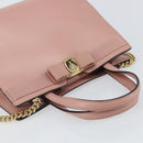 Salvatore Ferragamo Vala Hand Bag Leather 2way Pink Gold Auth ka1614-6