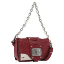 VERSACE Shoulder Bag Leather Red Silver Auth ka1616-1