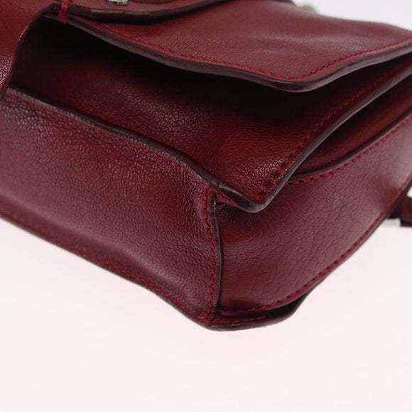 VERSACE Shoulder Bag Leather Red Silver Auth ka1616