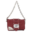 VERSACE Shoulder Bag Leather Red Silver Auth ka1616-13