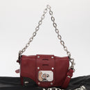 VERSACE Shoulder Bag Leather Red Silver Auth ka1616-12