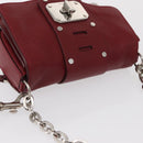 VERSACE Shoulder Bag Leather Red Silver Auth ka1616-6