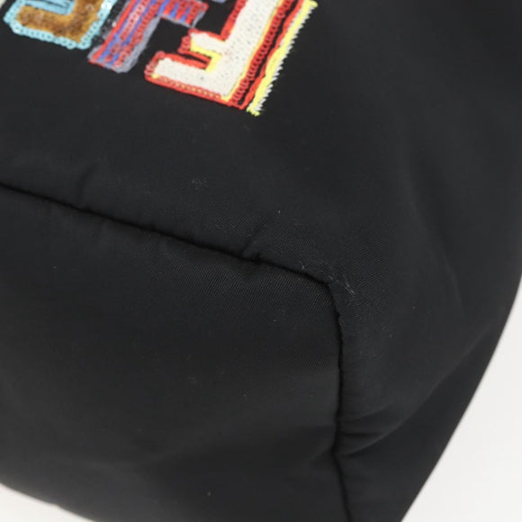 FENDI Sequin Backpack Nylon Black Silver Auth ka1621M