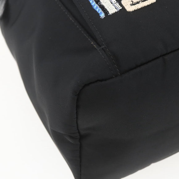 FENDI Sequin Backpack Nylon Black Silver Auth ka1621M