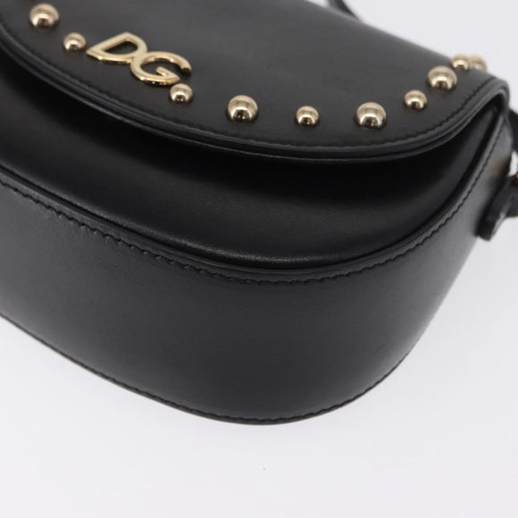 DOLCE&GABBANA Shoulder Bag Leather Gold Black Auth ka1627V