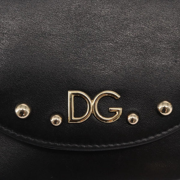 DOLCE&GABBANA Shoulder Bag Leather Gold Black Auth ka1627V