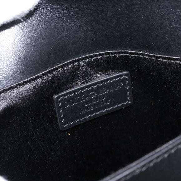 DOLCE&GABBANA Shoulder Bag Leather Gold Black Auth ka1627V