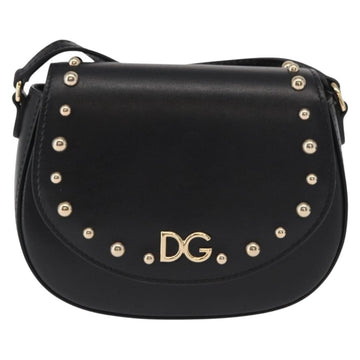 DOLCE&GABBANA Shoulder Bag Leather Gold Black Auth ka1627V - 0