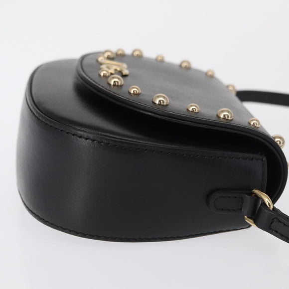 DOLCE&GABBANA Shoulder Bag Leather Gold Black Auth ka1627V