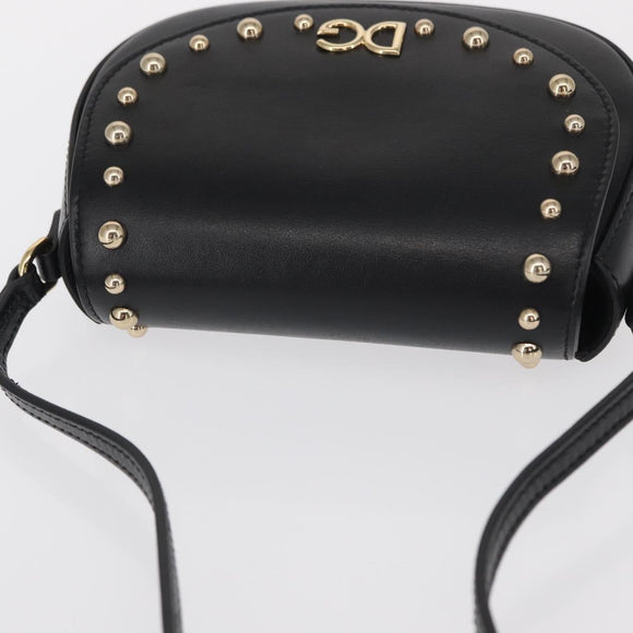 DOLCE&GABBANA Shoulder Bag Leather Gold Black Auth ka1627V
