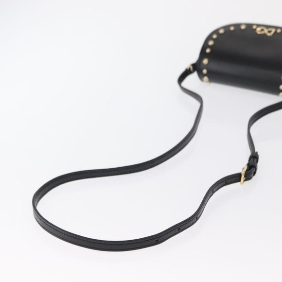 DOLCE&GABBANA Shoulder Bag Leather Gold Black Auth ka1627V