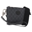 GUCCI GG Supreme Shoulder Bag PVC Black Silver 723306 Auth ka1628M-1