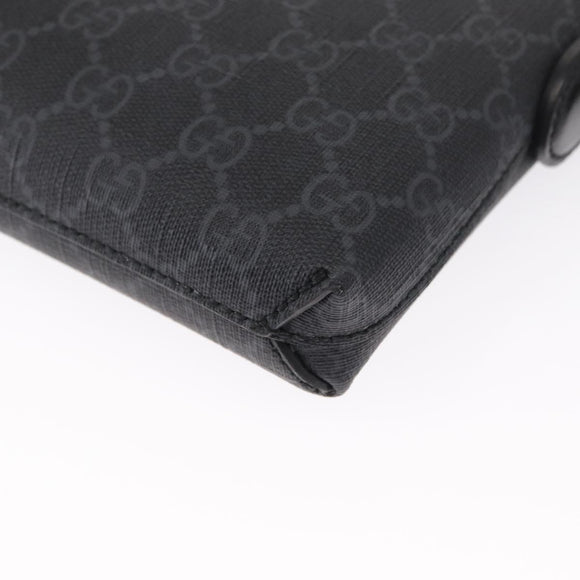 GUCCI GG Supreme Shoulder Bag PVC Black Silver 723306 Auth ka1628M